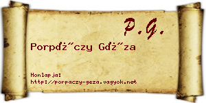 Porpáczy Géza névjegykártya