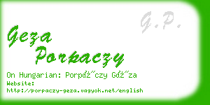 geza porpaczy business card